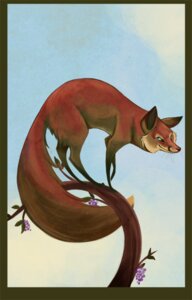 Rating: Safe Score: 0 Tags: ambiguous_gender branch c3rmen canid canine digitigrade e621 feral food fox fruit grape grin in_tree mammal on_branch outside plant quadruped smile solo tail tree User: bunchy7s