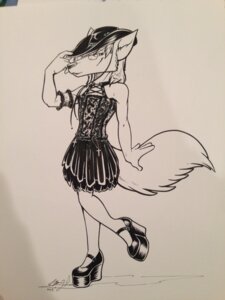 Rating: Safe Score: 0 Tags: 2014 3:4 anthro black_and_white canid canine canis clothed clothing cowboy_hat cross crossdressing dress e621 eyewear femboy glasses hat headgear headwear hi_res lizardbeth male mammal marker_(artwork) mixed_media monochrome nekros_(character) nonbinary_(lore) pen_(artwork) solo traditional_media_(artwork) wolf User: bunchy7s