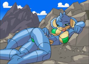 Rating: Questionable Score: 0 Tags: anthro anthrofied big_ears bikini blue_body butt clothed clothing e621 female generation_1_pokemon hand_on_hip horn looking_at_viewer nidoqueen nintendo pikanjo pokemon pokemon_(species) pokemon_snap_xxx pokemorph rock scalie seductive skimpy solo swimwear tail tight_clothing two-piece_swimsuit wide_hips User: bunchy7s