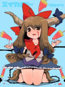 Rating: Explicit Score: 0 Tags: aqua_background bondage cute_fang female food fruit horns ichihaya long_hair low-tied_long_hair object_namesake popsicle ribbon ribbons rope rule34 sexually_suggestive solo suika_bar suika_ibuki tears touhou watermelon watermelon_bar User: bunchy7s