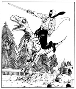 Rating: Safe Score: 0 Tags: ambiguous_gender black_and_white dinosaur doctor dr._mcninja duo e621 feral human low_res male mammal monochrome ninja prehistoric_species reptile scalie simple_background tail unknown_artist warrior what white_background User: bunchy7s