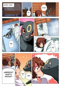 Rating: Safe Score: 0 Tags: ambiguous_gender band-aid bandage bed blush comic dialogue duo e621 eeveelution english_text eyes_closed feral furniture generation_2_pokemon hi_res human kissing male mammal nintendo pinheadchains pokemon pokemon_(species) pokemon_center pokemon_speak red_eyes romantic romantic_couple sleeping speech_bubble surprise_kiss surprised text trainer umbreon User: bunchy7s