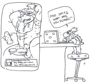 Rating: Explicit Score: 0 Tags: 2013 anthro balls barefoot biceps blush bodily_fluids bowser bowser's_inside_story bowser_jr. child claws collar computer cum dialogue duo e621 electronics english_text erection father_(lore) feet genital_fluids genitals hair horn koopa laptop lizard male male/male mario_and_luigi_(series) mario_bros midbus monochrome muscular nintendo nude open_mouth parent_(lore) penis pornography prince reptile royalty scalie sex_toy shell simple_background sketch son_(lore) spikes surprised sweat teeth text wuffinarts young User: bunchy7s
