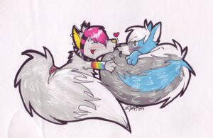 Rating: Safe Score: 0 Tags: 2011 alternative_fashion big_tail blush canid canine canis chibi collar coontail_hair cuddling digitail domestic_dog duo e621 feral hair heart_symbol kaiaki_moonwolf_(i-ki) male mammal paws pink_hair rainbow scene_(fashion) sparklefur tail tsukinoookami wolf User: bunchy7s