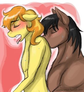 Rating: Questionable Score: 0 Tags: anthro anthro_on_anthro blush bodily_fluids braeburn_(mlp) duo e621 earth_pony equid equine eyes_closed friendship_is_magic hasana-chan hasbro horse male male/male mammal my_little_pony pony promontory_(mlp) sex suggestive sweat third-party_edit User: bunchy7s