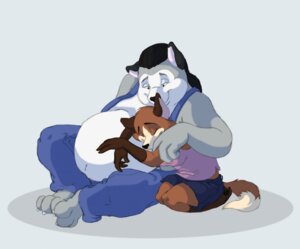 Rating: Safe Score: 0 Tags: anthro belly breasts canid canine canis clothed clothing cuddling domestic_dog duo e621 female fox male male/female mammal overweight romantic romantic_couple rumpyriser suspenders topless User: bunchy7s