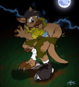 Rating: Safe Score: 0 Tags: 2012 anthro australia biped bottomwear catmonkshiro claws clothing e621 electricity footwear full_moon fur grass kangaroo legwear lightning macropod male mammal marsupial moon night outback outside paws plant shirt shoes shorts socks solo tail topwear transformation underwear User: bunchy7s