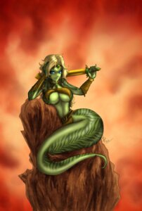 Rating: Questionable Score: 0 Tags: apode armor breasts d-lang draconcopode e621 female hi_res lamia legless looking_at_viewer melee_weapon non-mammal_breasts reptile scalie serpentine snake solo split_form sword weapon User: bunchy7s