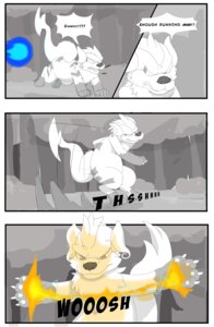 Rating: Safe Score: 0 Tags: absurd_res battle black_nose blue_fire canid canine claws colored_fire comic digital_media_(artwork) digitigrade e621 electricity english_text fakemon feral fire forest fur generation_1_pokemon grass growlchu growlithe hi_res hybrid kinggamekeeper lightning male mammal monochrome nintendo open_mouth outside pawpads paws plant pokemon pokemon_(species) raichu redemption3445 rodent shrub solo sound_effects text tongue tree wood User: bunchy7s