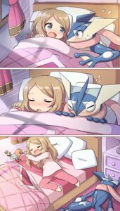 Rating: Safe Score: 0 Tags: 4:7 ambiguous_gender amphibian anthro blue_eyes blush brown_hair e621 eyes_closed female fletchling generation_6_pokemon greninja group hair human long_tongue mammal nintendo pokemon pokemon_(species) pokemon_trainer red_eyes serena_(pokemon) sleeping tongue trio 稲穂 User: bunchy7s