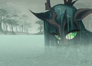 Rating: Safe Score: 0 Tags: arthropod avian bird black_body changeling_(mlp) crown detailed_background e621 eyelashes female feral forest friendship_is_magic glowing glowing_eyes green_eyes green_hair hair hasbro headgear hi_res horn long_hair my_little_pony outside plant queen_chrysalis_(mlp) sky solo swamp tree water wet yuji8sushi User: bunchy7s