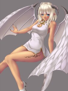 Rating: Safe Score: 0 Tags: 3:4 ahoge animal_humanoid asian_clothing bare_arms bare_legs blue_eyes bottomwear breasts chinese_clothing chinese_dress cleavage cleavage_cutout clothed clothing cutout dark_body dark_skin dragon dragon_humanoid dragon_tail dress e621 east_asian_clothing female fingernails footwear grey_background hair horn horned_humanoid humanoid humanoid_pointy_ears long_fingernails looking_at_viewer membrane_(anatomy) membranous_wings mochi.f monster_girl_(genre) mythological_creature mythological_scalie mythology nails pointy_ears pupils scalie shoes short_hair simple_background skirt slit_pupils smile solo tail tailed_humanoid tattoo white_bottomwear white_clothing white_hair wings User: bunchy7s