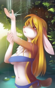 Rating: Safe Score: 0 Tags: 2014 absurd_res anthro antiander bandeau bikini biped blonde_hair blue_bikini blue_clothing blue_swimwear blush breasts brown_body brown_fur chest_tuft claws clothing countershade_face countershade_neck countershade_torso countershading countershading_outline e621 exposure_variation female fur hair hi_res lagomorph leporid long_hair looking_up mammal navel open_mouth outside rabbit red_eyes scut_tail short_tail solo standing swimwear tail topwear tuft two-piece_swimsuit under_boob water wet wet_body white_body white_countershading white_fur yellow_body yellow_fur User: bunchy7s
