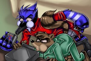 Rating: Safe Score: 0 Tags: 2_toes 4_fingers anthro avian avian_feet barefoot beak bird blowing blue_jay bottomwear brown_body brown_fur cartoon_network clothed clothing controller cord corvid darkpenguin duo e621 electronics feet fingers fully_clothed fur game_cartridge game_console game_controller game_media holding_controller holding_game_controller holding_game_media holding_object hoodie inside jay_(bird) male mammal mordecai_(regular_show) nes_cartridge nes_console nes_controller new_world_jay nintendo nintendo_console nintendo_controller nintendo_entertainment_system oscine pants passerine procyonid raccoon regular_show retro_console retro_controller rigby_(regular_show) storage_media sweater tail toes topwear wired_controller User: bunchy7s
