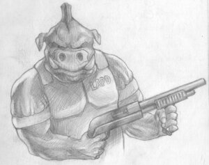 Rating: Safe Score: 0 Tags: angry anthro bulletproof_vest duke_nukem_(series) e621 excaliburpt greyscale gun male mammal monochrome pig_cop pig_cop_(duke_nukem) police ranged_weapon shotgun sketch solo suid suine sus_(pig) teeth weapon wild_boar User: bunchy7s