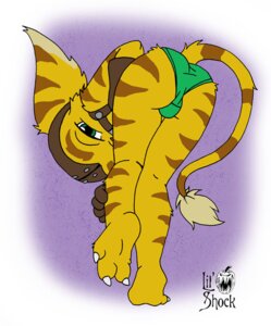 Rating: Questionable Score: 0 Tags: 3_toes anthro barefoot biped brown_body brown_fur bulge claws clothed clothing e621 feet fur gloves green_eyes handwear lil'_shock lombax looking_at_viewer looking_back male mammal one_eye_closed ratchet_(ratchet_and_clank) ratchet_and_clank rear_view skimpy solo sony_corporation sony_interactive_entertainment stripes tail tail_tuft toes tuft underwear yellow_body yellow_fur User: bunchy7s