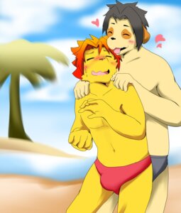 Rating: Questionable Score: 0 Tags: anthro beach bird_dog black_hair blush bulge canid canine canis clothed clothing domestic_dog duo e621 felid hair heart_symbol hunting_dog kyouji_takahara labrador licking lion male male/male mammal morenatsu outside palm_tree pantherine plant rain_(artist) red_hair retriever seaside sky soutarou_touno swimwear tongue tongue_out topless tree unavailable_at_source User: bunchy7s