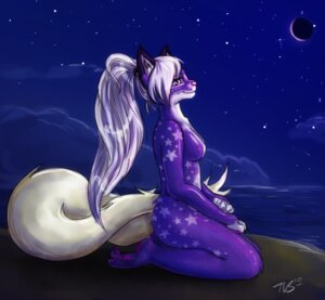Rating: Questionable Score: 0 Tags: anthro biped casual_nudity detailed_background domestic_cat e621 felid feline felis female hair jinxy_falina kneeling mammal nude ponytail solo star tail tazara User: bunchy7s