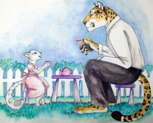 Rating: Safe Score: 0 Tags: anthro beverage clothing cloud container cup dinette dress duo e621 felid female furniture grass holding_container holding_cup holding_object jaguar kelii leopard_spots male mammal outside pantherine plant ribbons sitting size_difference sky snow_leopard spots stool table tail tea tea_party traditional_media_(artwork) young young_anthro User: bunchy7s