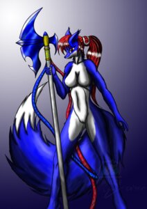 Rating: Explicit Score: 0 Tags: 2009 5_fingers anthro biped black_nose blue_body blue_fur breasts canid canine ce'erin_(snowfyre) e621 eyelashes female fingers fox fur genitals hair long_hair looking_at_viewer mammal red_eyes red_hair snowfyre solo spread_legs spreading standing vulva weapon white_body white_fur User: bunchy7s