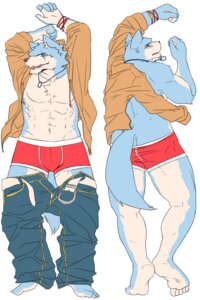Rating: Questionable Score: 0 Tags: 2:3 5_fingers 5_toes abs anthro bottomwear boxer_briefs canid canine canis clothing dakimakura dakimakura_design dog_tags domestic_dog e621 eye_scar facial_scar feet fingers hi_res kenn looking_at_viewer looking_back looking_back_at_viewer lying male mammal multiple_poses on_back on_front pants pose red_clothing red_underwear scar simple_background solo tail toes underwear white_background User: bunchy7s