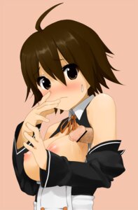 Rating: Explicit Score: 0 Tags: 1boy 1girls ahoge armpit_sex blush breasts breasts_out brown_eyes brown_hair censored detached_sleeves dream_c_club erect_nipples female hands kaisen_chuui large_breasts male nao_(dream_c_club) nipples open_clothes outercourse penis pink_background rule34 short_hair solo_focus sweat User: bunchy7s