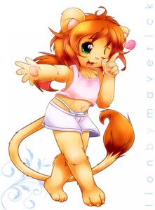 Rating: Questionable Score: 0 Tags: anthro blouse bottomwear claws clothed clothing crossdressing e621 felid femboy g-string green_eyes heart_symbol lion looking_at_viewer male mammal maverick one_eye_closed pantherine playfullion shorts solo tail topwear underwear vectorgarden wink young young_anthro User: bunchy7s