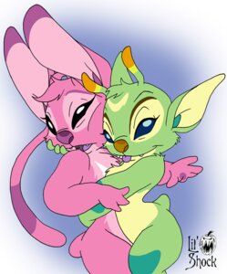 Rating: Safe Score: 0 Tags: alien angel_(lilo_and_stitch) antennae_(anatomy) arm_tuft big_ears black_eyes blue_eyes bonnie_(lilo_and_stitch) breast_markings breasts cheek_tuft chest_markings chest_tuft dipstick_antennae disney duo e621 experiment_(lilo_and_stitch) facial_tuft female female/female fur green_body green_fur head_tuft hug lil'_shock lilo_and_stitch looking_at_viewer markings multicolored_antennae no_sclera pink_body pink_fur shoulder_tuft simple_background small_tail tail tongue tongue_out tuft watermark User: bunchy7s