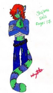 Rating: Safe Score: 0 Tags: alternative_fashion anthro bandage belt biped blue_body blue_fur bottomwear character_name clothed clothing crossed_arms dezi e621 front_view fur gesture glamfur green_body green_fur hair hand_gesture lemur looking_at_viewer male mammal middle_finger pants primate red_hair ring-tailed_lemur scar shyanne_enis simple_background solo sparklefur standing strepsirrhine stripes tail text topless torn_clothing white_background User: bunchy7s