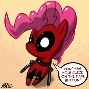 Rating: Safe Score: 0 Tags: 1:1 2011 bodysuit breaking_the_fourth_wall clothing crossover deadpool dialogue e621 earth_pony empty_eyes english_text equid equine female feral friendship_is_magic hair hasbro horse john_joseco mammal marvel mask melee_weapon my_little_pony pink_hair pinkie_pie_(mlp) pony simple_background skinsuit solo speech_bubble sword text tight_clothing weapon white_eyes User: bunchy7s