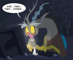 Rating: Safe Score: 0 Tags: animated animated_gif blue_body blue_feathers blush chimera computer computer_keyboard dialogue digital_media_(artwork) discord_(mlp) discorderlyconduct draconequus e621 electronics english_text feathered_wings feathers friendship_is_magic hasbro heart_symbol humor kissing male monitor my_little_pony peachiekeenie poster screws short_playtime solo text typing wings User: bunchy7s