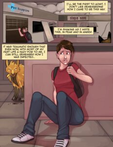 Rating: Safe Score: 0 Tags: 2013 angrboda backpack bodily_fluids brown_hair canid canine comic drooling duo e621 english_text female fox hair hi_res human imminent_transformation latex latex_body living_latex mammal narration pawpads pre-transformation rismic saliva text topaz_(rismic) worried User: bunchy7s