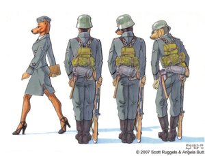 Rating: Safe Score: 0 Tags: 2007 angela_butt ankle_strap_heels anthro armor army artist_collaboration black_body black_fur black_nose bolt-action bolt-action_rifle bolt_action bolt_action_rifle boots brown_body brown_fur canid canine canis clothing digital_media_(artwork) dobermann domestic_dog e621 english_description english_text female footwear fur german german_shepherd group gun headgear helmet herding_dog high_heels karabiner_98_kurz male mammal mauser military nazi nazi_germany nazi_insignia nazi_uniform pastoral_dog pinscher pointy_ears prick_ears ranged_weapon rifle scott_ruggels shoes shovel signature simple_background soldier text tools uniform warrior weapon wehrmacht white_background world_war_2 User: bunchy7s