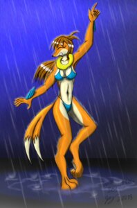 Rating: Safe Score: 0 Tags: 2008 3_toes 5_fingers anthro arm_fin bess_(snowfyre) biped black_nose breasts brown_hair buizel clothing dated e621 eyes_closed feet female fin fingers fur generation_4_pokemon hair hi_res long_hair markings multi_tail nintendo open_mouth orange_body orange_fur outside pokemon pokemon_(species) pokemorph puddle raining raised_arm snowfyre solo standing tail tail_markings toes white_body white_fur User: bunchy7s