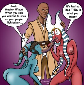 Rating: Explicit Score: 0 Tags: 1boy 2009 2girls aayla_secura alien_girl bad_guy_(artist) blue_skin clone_wars dark-skinned_male dark_skin english_text female interspecies jedi jedi_master mace_windu male multiple_females multiple_girls naked nude oral oral_sex penis red_skin rule34 shaak_ti star_wars text threesome togruta twi'lek User: bunchy7s