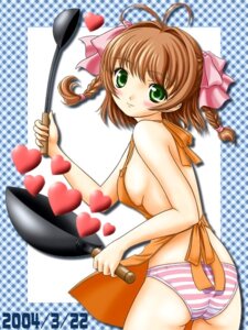 Rating: Questionable Score: 0 Tags: 1girls 2004 apron ass back blush braid breasts brown_hair female from_behind green_eyes hair_ribbon kimi_ga_nozomu_eien looking_back naked_apron panties pink_panties pink_striped_panties ribbon rule34 sideboob solo standing striped striped_panties suzumiya_haruka underwear User: bunchy7s
