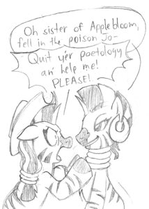 Rating: Safe Score: 0 Tags: applejack_(mlp) black_and_white clothing collar comic cowboy_hat duo e621 ear_piercing earth_pony elosande english_text equid equine female feral friendship_is_magic hair hasbro hat headgear headwear horse jewelry mammal monochrome multicolored_hair my_little_pony piercing pony simple_background stripes text transformation two_tone_hair white_background zebra zecora_(mlp) User: bunchy7s