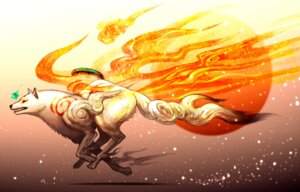 Rating: Safe Score: 0 Tags: amaterasu_(okami) ambiguous_gender canid canine canis capcom clover_studio deity digitigrade duo e621 feral fire fur glowing issun_(okami) mammal okami_(capcom) quadruped running scallop_(artist) tail white_body white_fur wolf User: bunchy7s