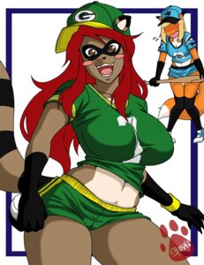 Rating: Safe Score: 0 Tags: anthro baseball_bat baseball_cap bat_(object) big_breasts blonde_hair blush bottomwear breasts brown_eyes canid canine carolina_panthers clothed clothed_anthro clothed_female clothing duo e621 female fox green_bay_packers hair hat headgear headwear hi_res long_hair looking_at_viewer mammal mrbowater nfl open_mouth red_hair short_hair shorts smile standing tail tanuki-chan wide_hips wisconsin User: bunchy7s