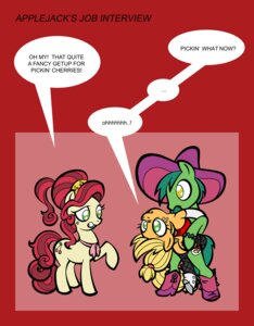 Rating: Questionable Score: 0 Tags: applejack_(mlp) appletart blonde_hair cherry_jubilee_(mlp) clothing cutie_mark dialogue e621 earth_pony english_text equid equine female feral freckles friendship_is_magic green_eyes group hair hasbro hat headgear headwear hi_res horse legwear looking_back male mammal my_little_pony pony quadruped simple_background stockings tail text toonbat_cherry User: bunchy7s