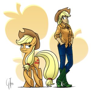 Rating: Safe Score: 0 Tags: 1:1 2013 alternate_species apple applejack_(mlp) blonde_hair boots clothed clothing cowboy_boots cowboy_hat cutie_mark duo e621 equid equine female feral food footwear freckles friendship_is_magic fruit fully_clothed fur glancojusticar green_eyes hair hasbro hat headgear headwear horse human humanized mammal my_little_pony orange_body orange_fur plant pony quadruped shirt shoes simple_background smile tail topwear white_background User: bunchy7s
