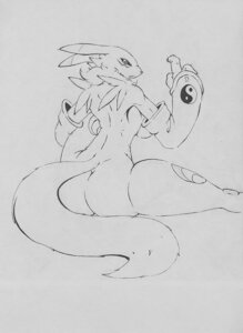 Rating: Safe Score: 0 Tags: anthro bandai_namco black_and_white black_sclera breasts butt canid canine digimon digimon_(species) e621 female fur mammal mechogama monochrome pen_(artwork) renamon side_boob solo tail traditional_media_(artwork) User: bunchy7s