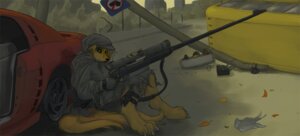 Rating: Safe Score: 0 Tags: anthro barefoot biped blonde_hair canid canine clothed clothing detailed detailed_background digital_media_(artwork) e621 feet female green_eyes gun hair hood hoodie ipoke knife looking_at_viewer mammal misplaced_spigot post-apocalyptic ranged_weapon rifle solo suit tail toony topwear warzone weapon User: bunchy7s