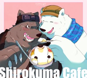 Rating: Safe Score: 0 Tags: 2012 bear blush brown_bear clothing dessert duo e621 eyewear flat_cap food grizzly_(shirokuma_cafe) grizzly_bear hat headgear headwear ice_cream male mammal open_mouth polar_bear shirokuma shirokuma_cafe shirokumaou ursine User: bunchy7s