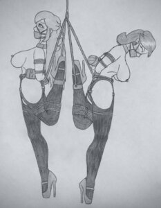 Rating: Explicit Score: 0 Tags: arms_behind_back ballet_heels bondage bound bound_hands female female_only femsub gag gagged handdrawn high_heels human mario_(series) monochrome multiple_females multiple_girls nintendo nipples princess_daisy princess_peach raver1357 rope rule34 stockings tape taped_hands thighhighs topless wrists_bound User: bunchy7s