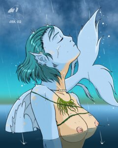 Rating: Questionable Score: 0 Tags: aqua_hair artist_request blue_skin breasts bust closed_eyes female gills merfolk mermaid monster_girl necklace nipples nude rain rule34 tail topless water User: bunchy7s