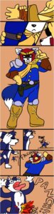 Rating: Questionable Score: 0 Tags: anthro canid canine captain clothed clothing comic costume dipstick_tail duo e621 extreme_size_difference fox male mammal markings size_difference tail tail_markings xskullstomperx User: bunchy7s