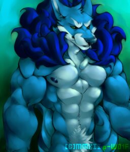 Rating: Questionable Score: 0 Tags: abs anthro beard biceps biped black_nose blue_body blue_fur blue_hair canid canine canis clenched_teeth e-w01f e621 facial_hair frown fur green_eyes hair male mammal muscular muscular_anthro muscular_male nipples nude pecs pose solo standing teeth white_body white_fur wolf User: bunchy7s