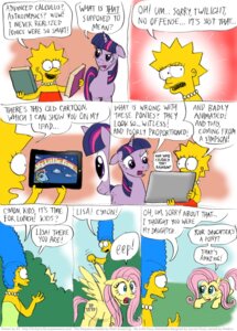 Rating: Safe Score: 0 Tags: apple_inc. celebrity_paradox comic crossover dialogue duo e621 english_text equid equine feathered_wings feathers female feral fluttershy_(mlp) friendship_is_magic fur hair hasbro horn human ipad kinkyturtle lisa_simpson long_hair mammal marge_simpson multicolored_hair my_little_pony mythological_creature mythological_equine mythology pegasus purple_body purple_eyes purple_fur purple_hair quadruped short_hair tablet_computer tail text the_simpsons twilight_sparkle_(mlp) two_tone_hair unicorn wings yellow_body yellow_feathers User: bunchy7s