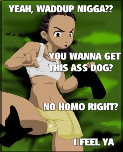 Rating: Explicit Score: 0 Tags: 2boys african_american crossdressing dark-skinned_femboy dark-skinned_male dark-skinned_sub dark-skinned_twink dark_skin denial dialogue english_text femboy femboysub gay_denial laying_down laying_on_ground male male_only riley_freeman rule34 slur tagme text the_boondocks the_n_word User: bunchy7s
